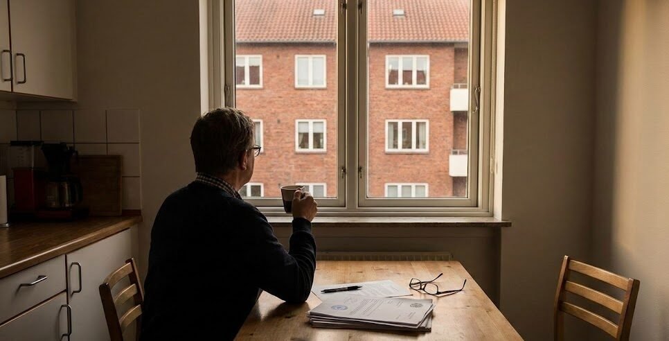 a man looking out throung a window
