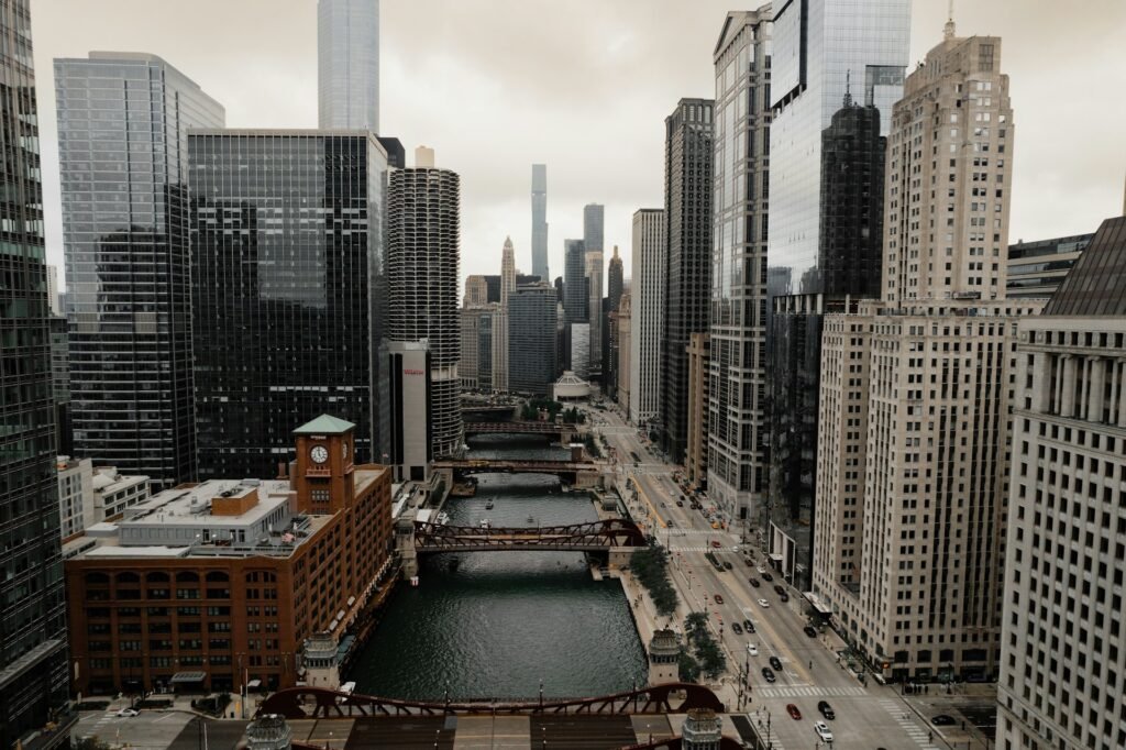 An ariel view of Chicago city