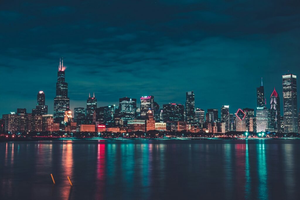 Night view of Chicago City